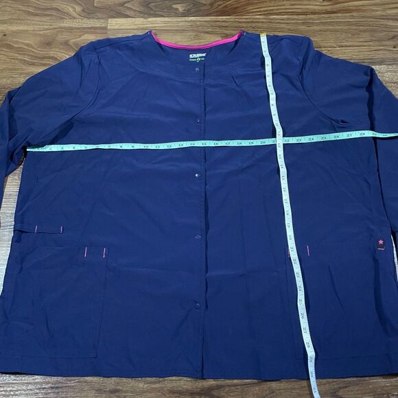 Scrubstar Womens 3XL Ethical Fabric Snap Front Warm Up Scrub Jacket Indigo - Picture 3 of 6